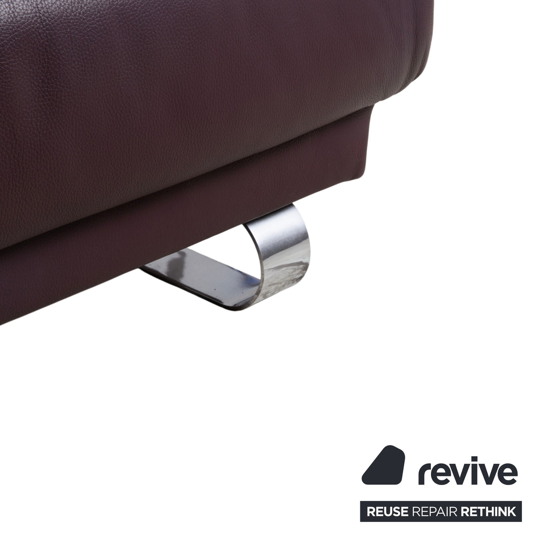 Ewald Schillig Harry Leder Chrom Ecksofa Bordeaux Aubergine Sofa Couch manuelle Funktion