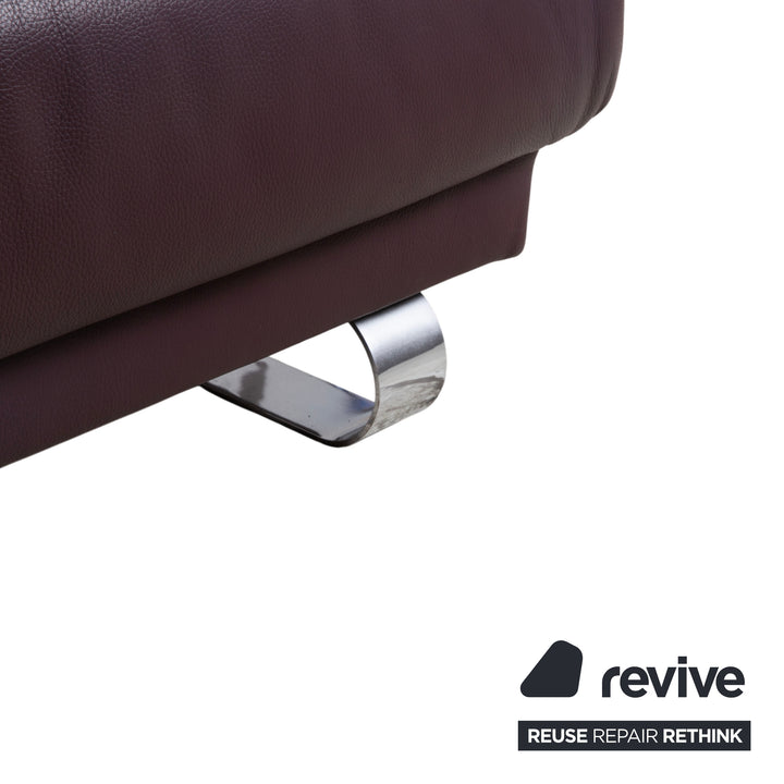 Ewald Schillig Harry Leder Chrom Ecksofa Bordeaux Aubergine Sofa Couch manuelle Funktion