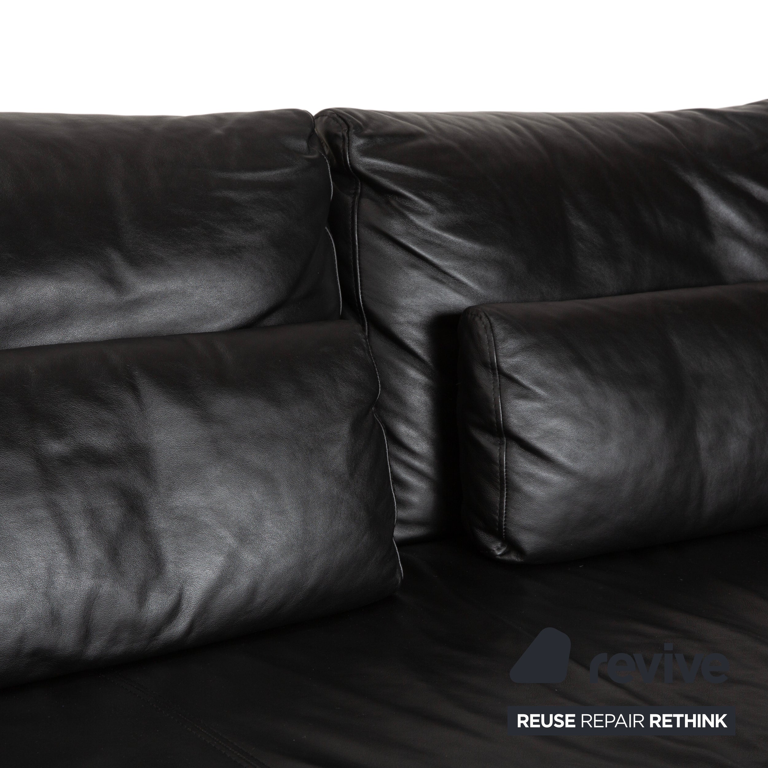 Ewald Schillig Harry Leder Chrom Zweisitzer Schwarz Sofa Couch manuelle Funktion