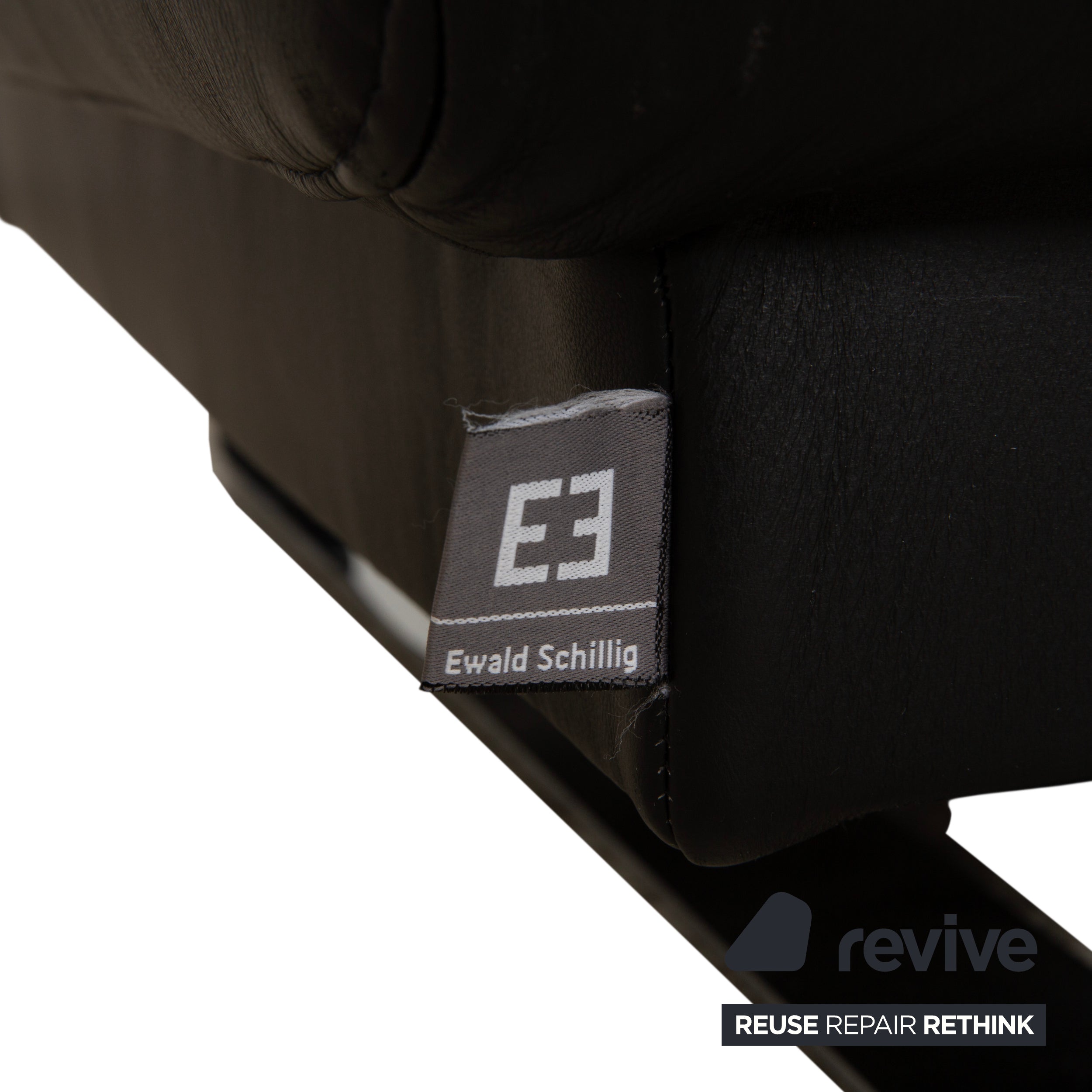 Ewald Schillig Harry Leder Chrom Zweisitzer Schwarz Sofa Couch manuelle Funktion