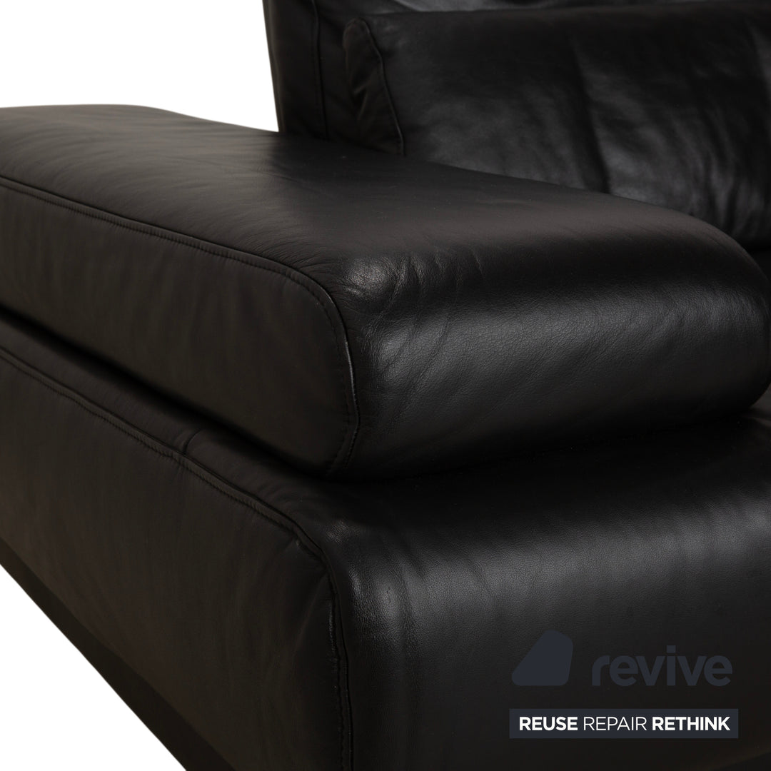 Ewald Schillig Harry Leder Chrom Zweisitzer Schwarz Sofa Couch manuelle Funktion