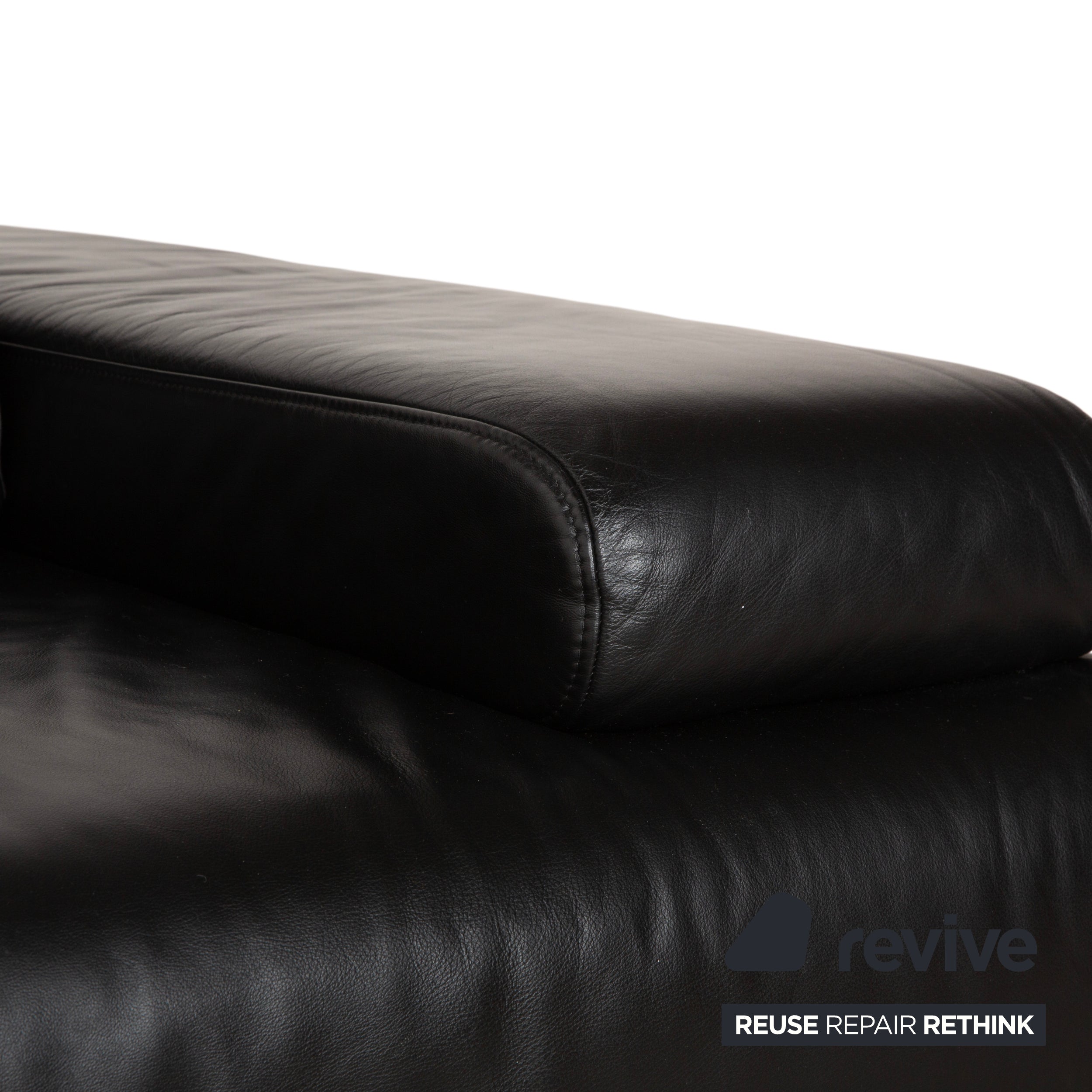 Ewald Schillig Harry Leder Chrom Zweisitzer Schwarz Sofa Couch manuelle Funktion