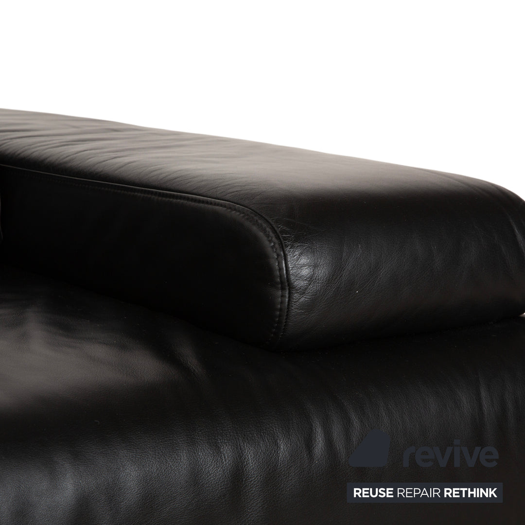 Ewald Schillig Harry Leder Chrom Zweisitzer Schwarz Sofa Couch manuelle Funktion