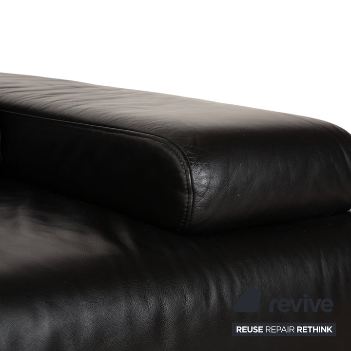 Ewald Schillig Harry Leder Chrom Zweisitzer Schwarz Sofa Couch manuelle Funktion