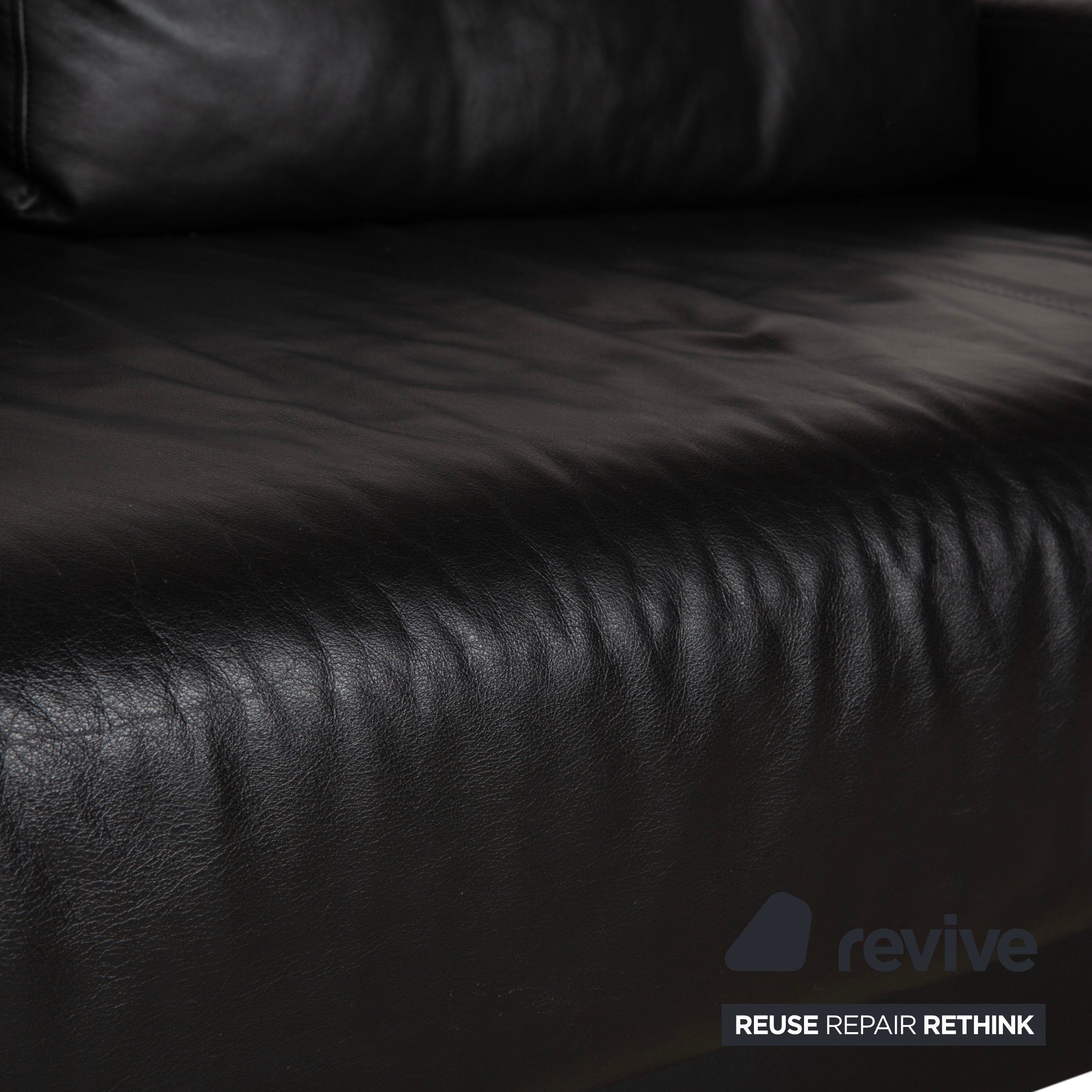 Ewald Schillig Harry Leder Chrom Zweisitzer Schwarz Sofa Couch manuelle Funktion