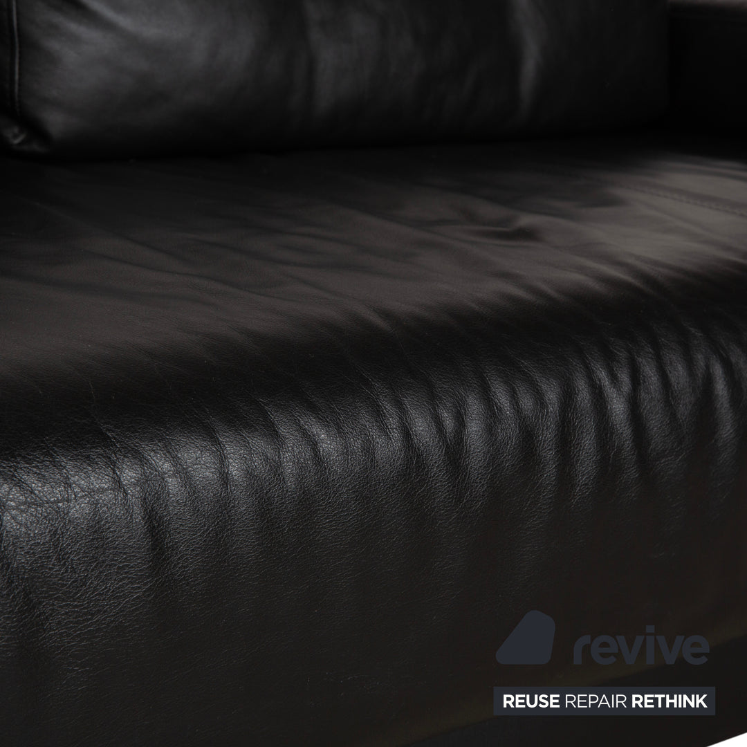 Ewald Schillig Harry Leder Chrom Zweisitzer Schwarz Sofa Couch manuelle Funktion