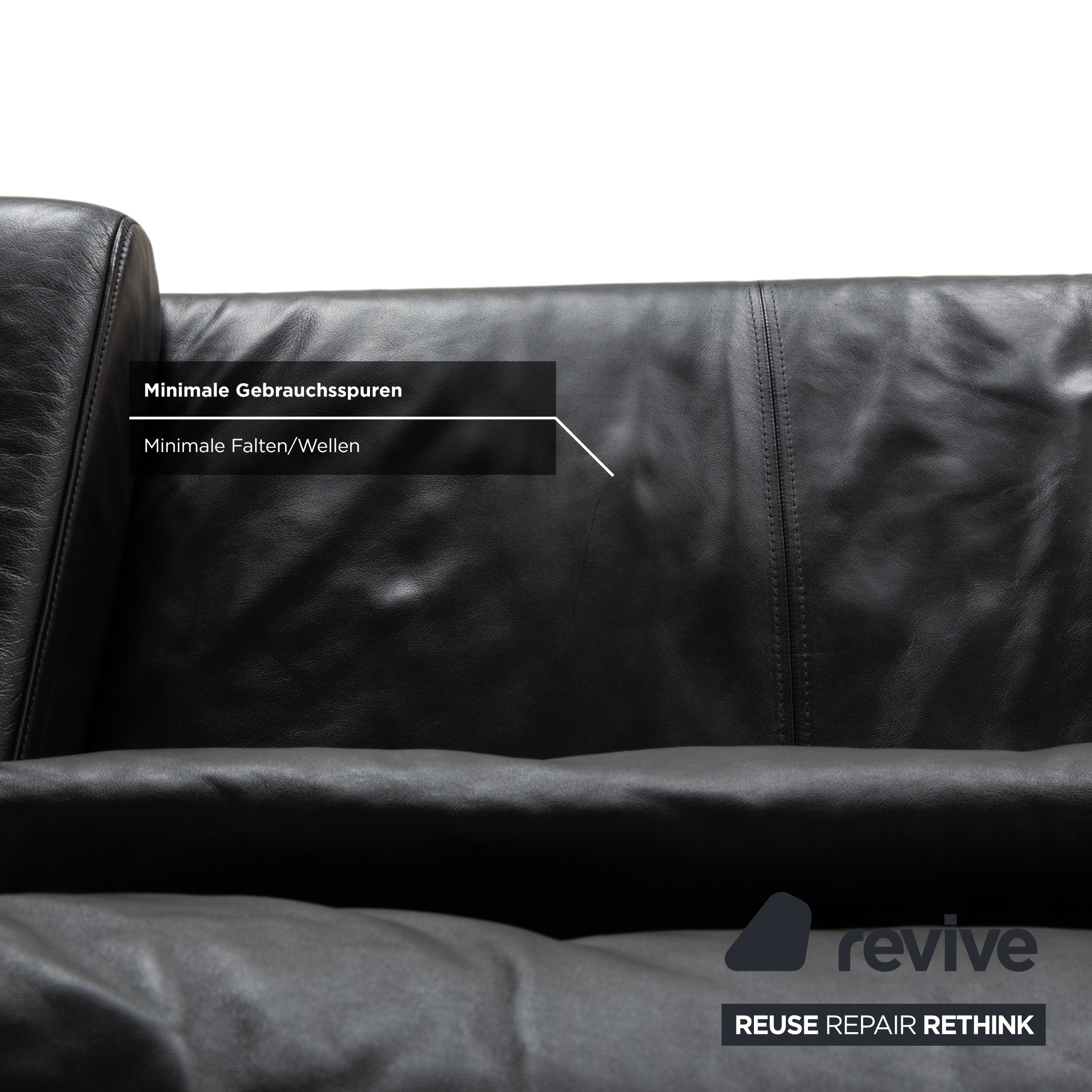 Ewald Schillig Harry Leder Chrom Zweisitzer Schwarz Sofa Couch manuelle Funktion