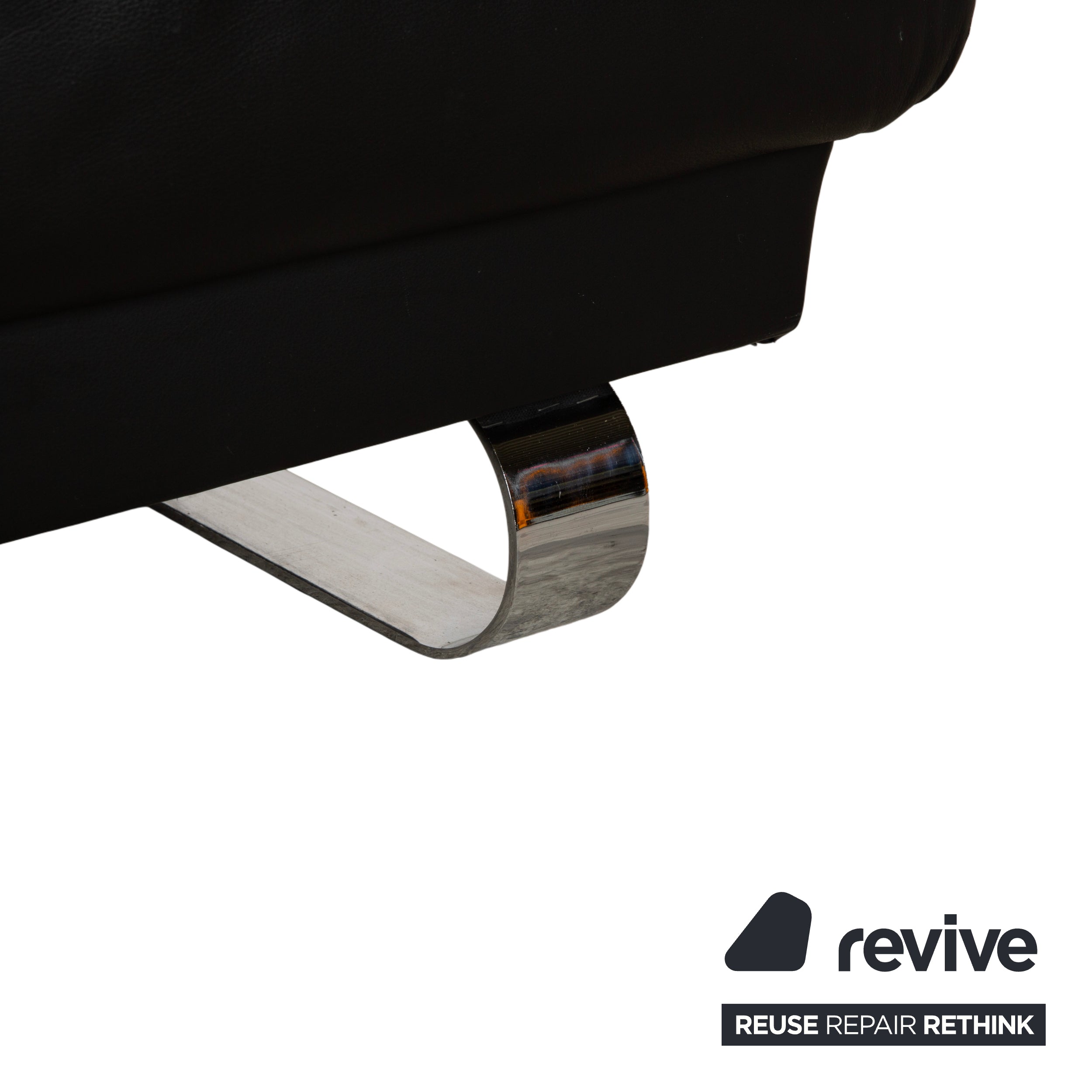 Ewald Schillig Harry Leder Chrom Zweisitzer Schwarz Sofa Couch manuelle Funktion