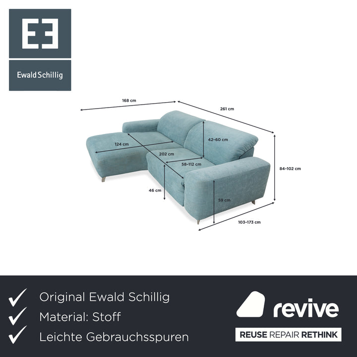 Ewald Schillig Hope Stoff Ecksofa Blau Grün elektrische Funktion Sofa Couch