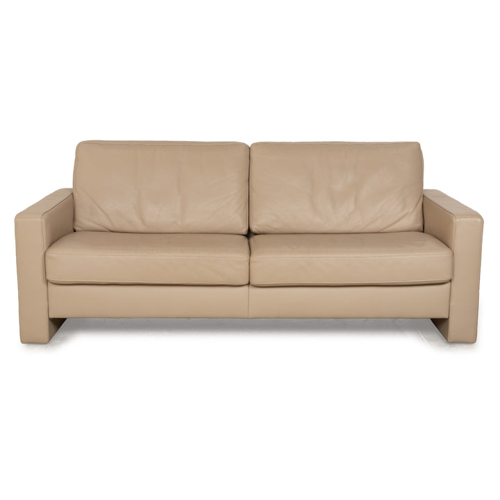 Ewald Schillig Leder Dreisitzer Beige Sofa Couch