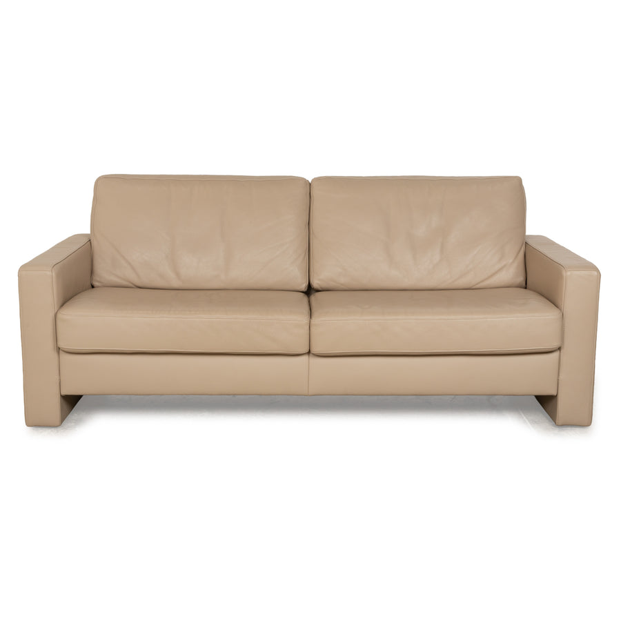 Ewald Schillig Leder Dreisitzer Beige Sofa Couch