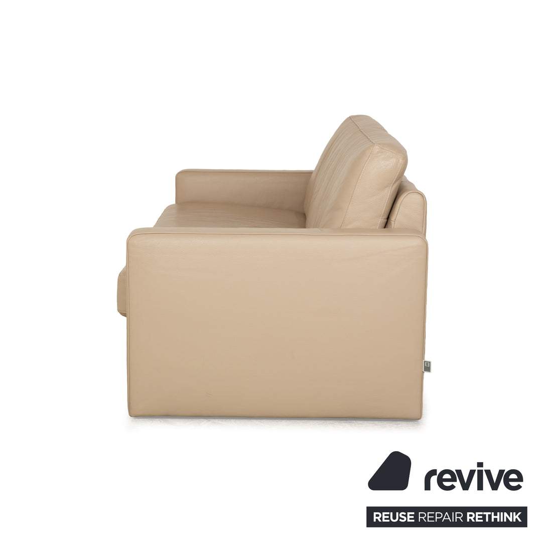 Ewald Schillig Leder Dreisitzer Beige Sofa Couch