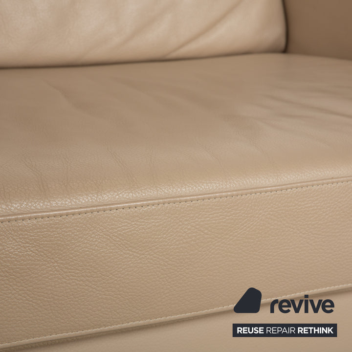 Ewald Schillig Leder Dreisitzer Beige Sofa Couch