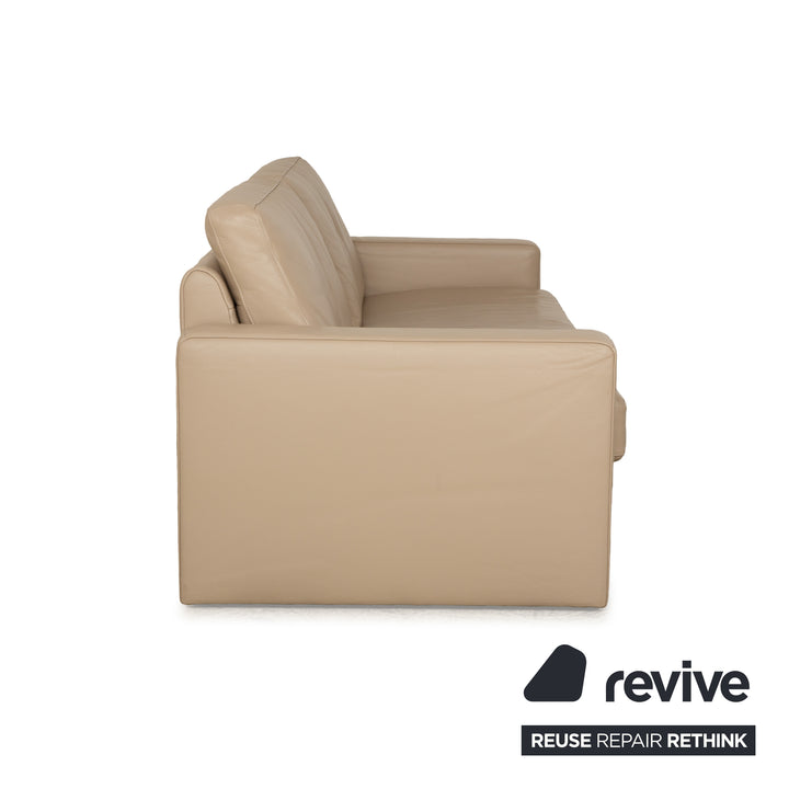 Ewald Schillig Leder Dreisitzer Beige Sofa Couch