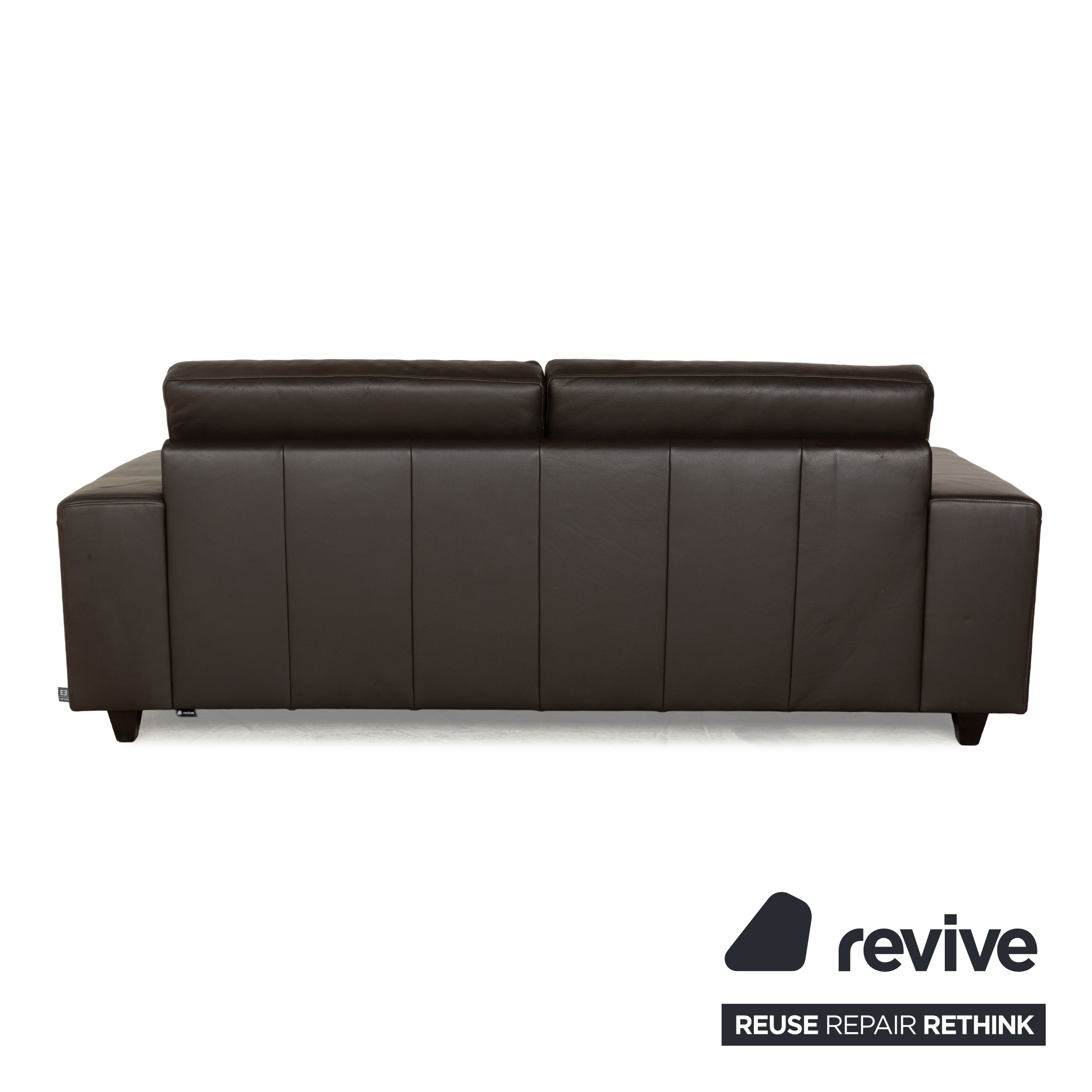 Canapé trois places en cuir marron foncé Ewald Schillig