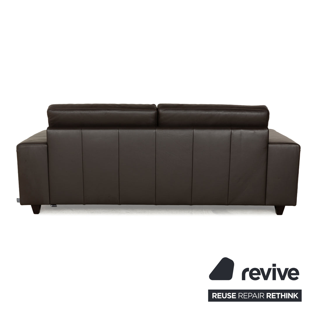 Canapé trois places en cuir marron foncé Ewald Schillig