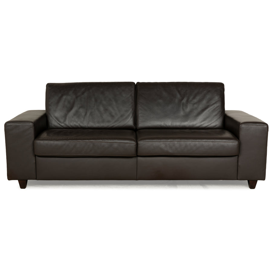 Canapé trois places en cuir marron foncé Ewald Schillig