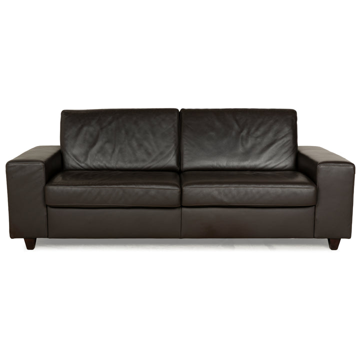 Canapé trois places en cuir marron foncé Ewald Schillig