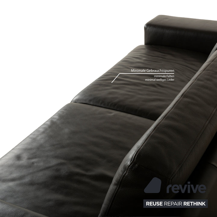 Canapé trois places en cuir marron foncé Ewald Schillig