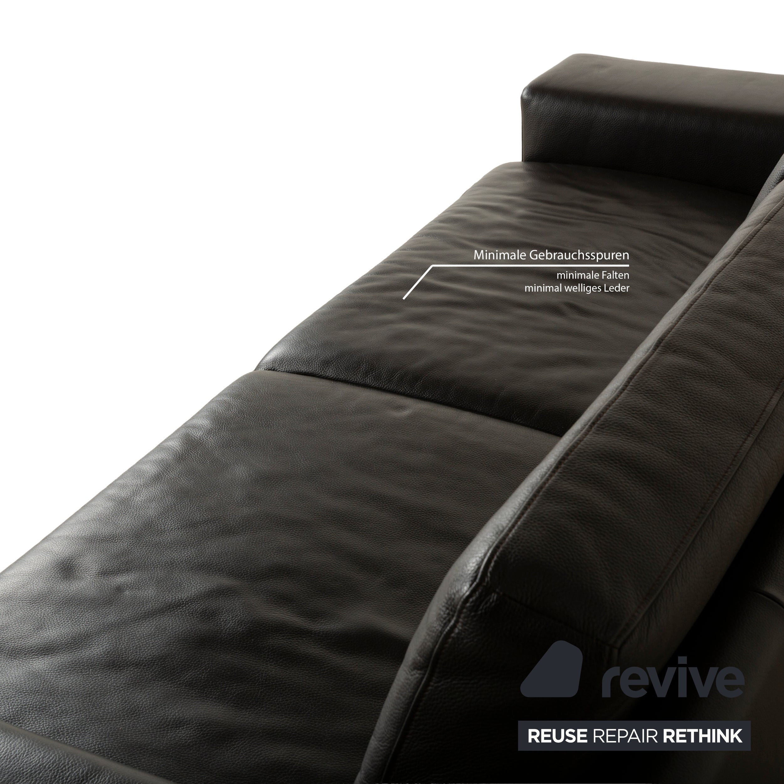 Canapé trois places en cuir marron foncé Ewald Schillig