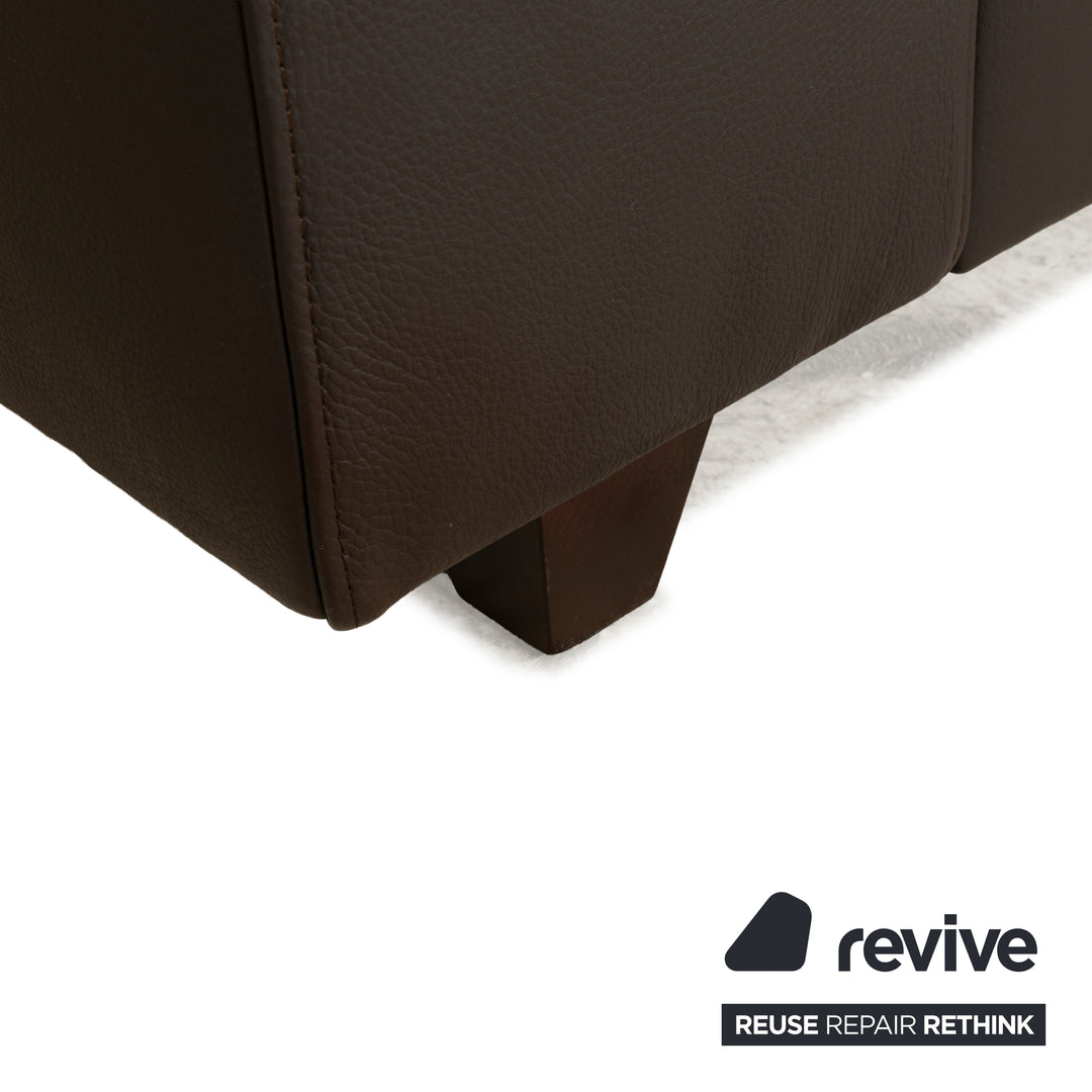 Canapé trois places en cuir marron foncé Ewald Schillig