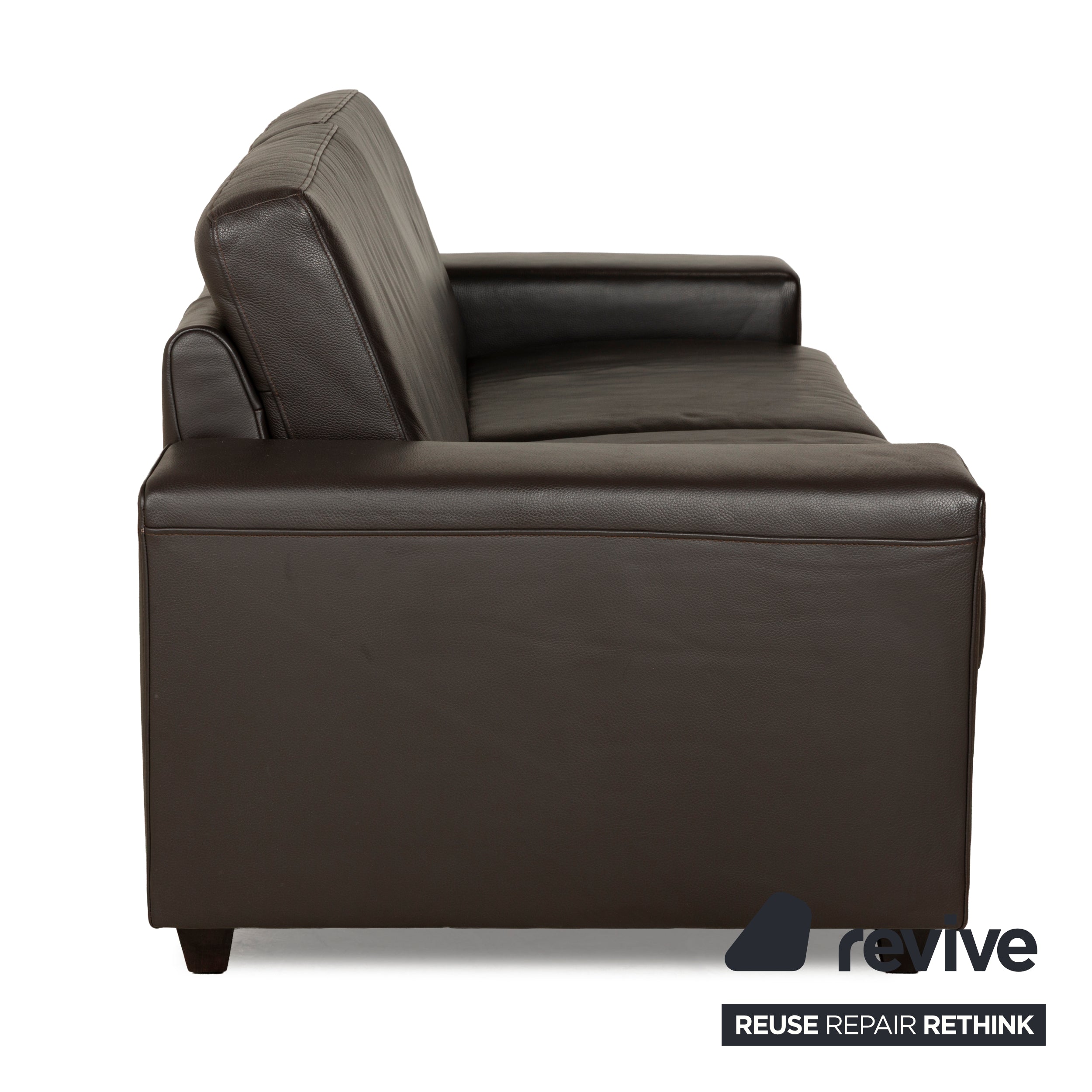 Canapé trois places en cuir marron foncé Ewald Schillig