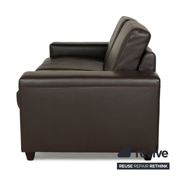 Canapé trois places en cuir marron foncé Ewald Schillig