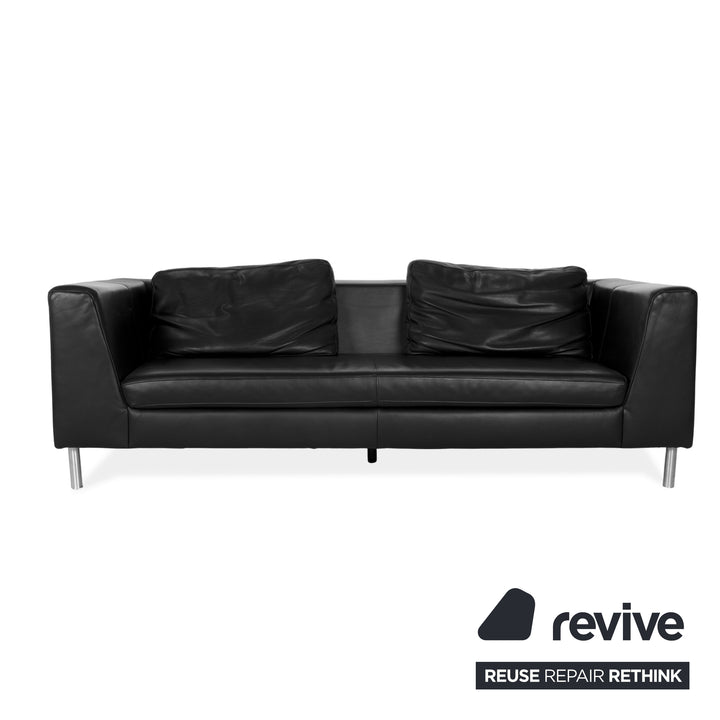 Ewald Schillig Leder Dreisitzer Schwarz Sofa Couch