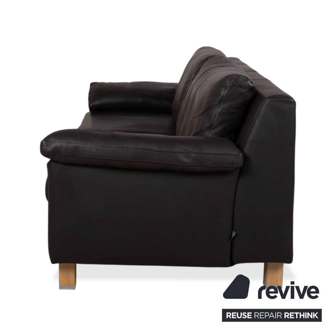 Ewald Schillig Leder Dunkelbraun Braun Dreisitzer Schwarz Sofa Couch