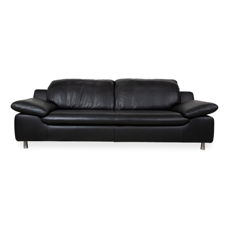 Ewald Schillig Leder Dreisitzer Schwarz Sofa Couch manuelle Funktion