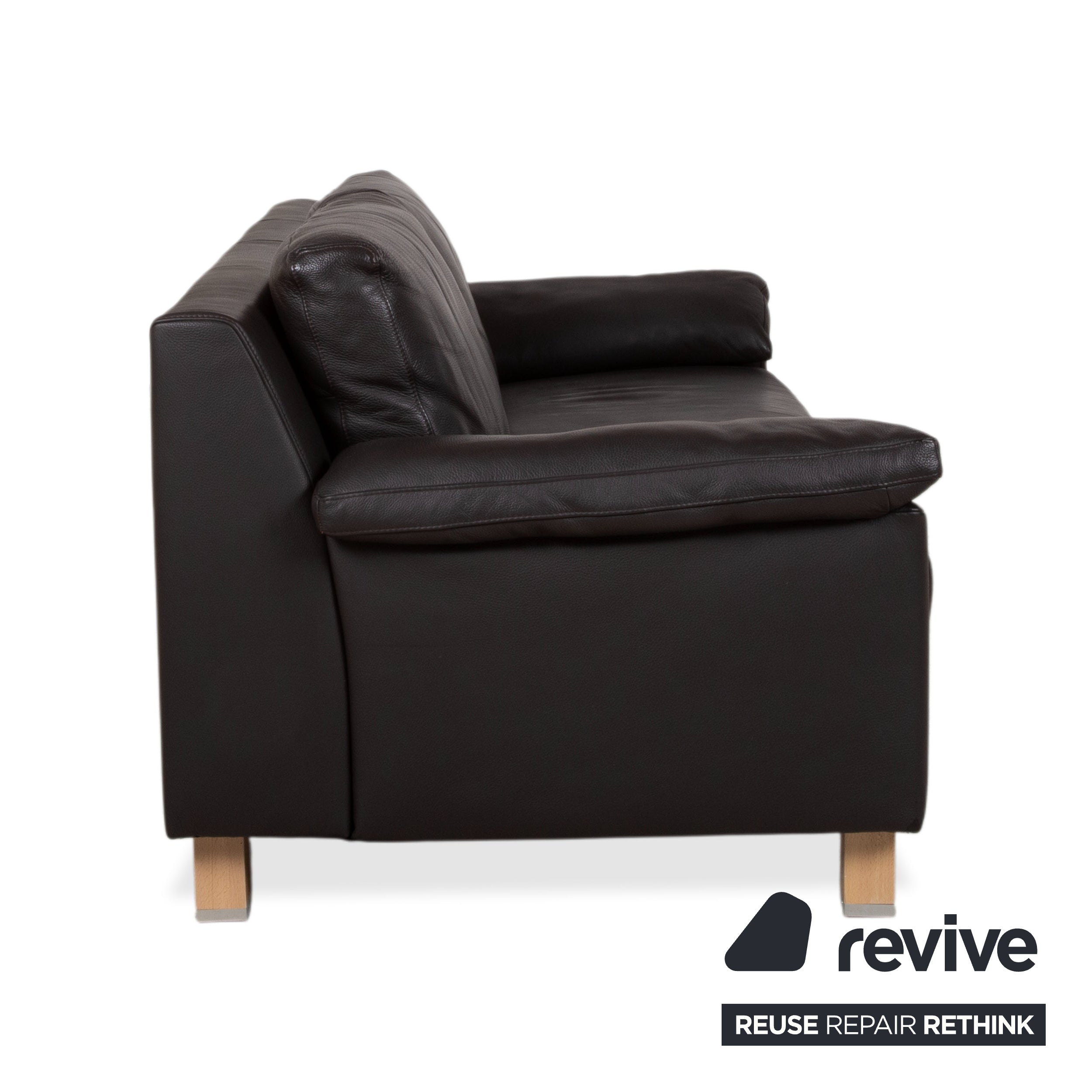 Ewald Schillig Leder Dunkelbraun Braun Dreisitzer Schwarz Sofa Couch