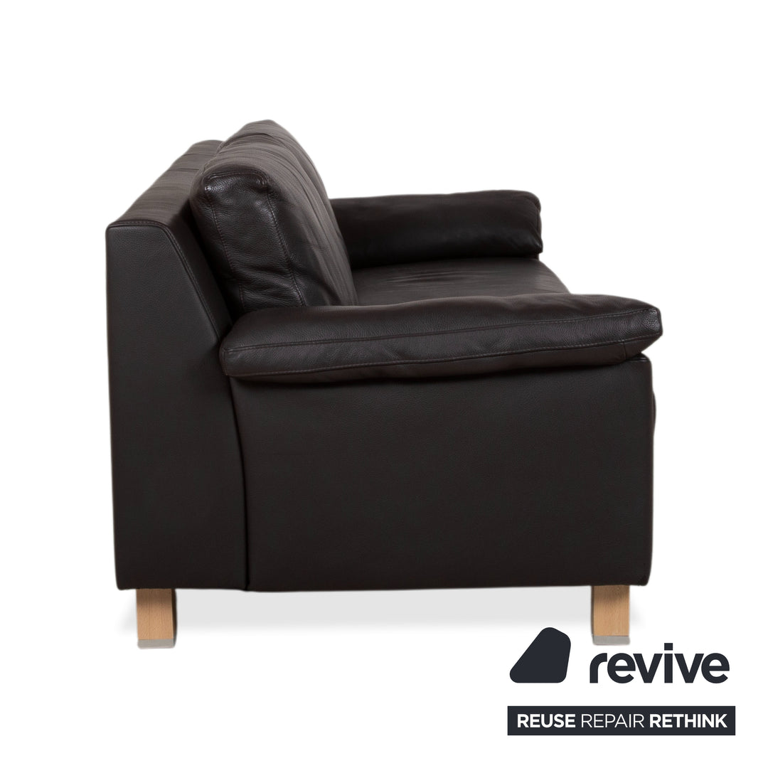 Ewald Schillig Leder Dunkelbraun Braun Dreisitzer Schwarz Sofa Couch