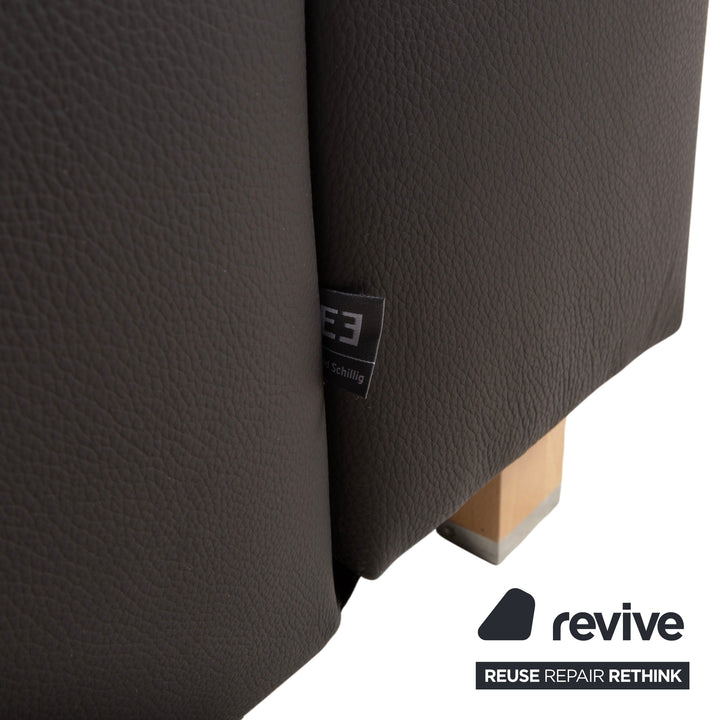 Ewald Schillig Leder Dunkelbraun Braun Dreisitzer Schwarz Sofa Couch