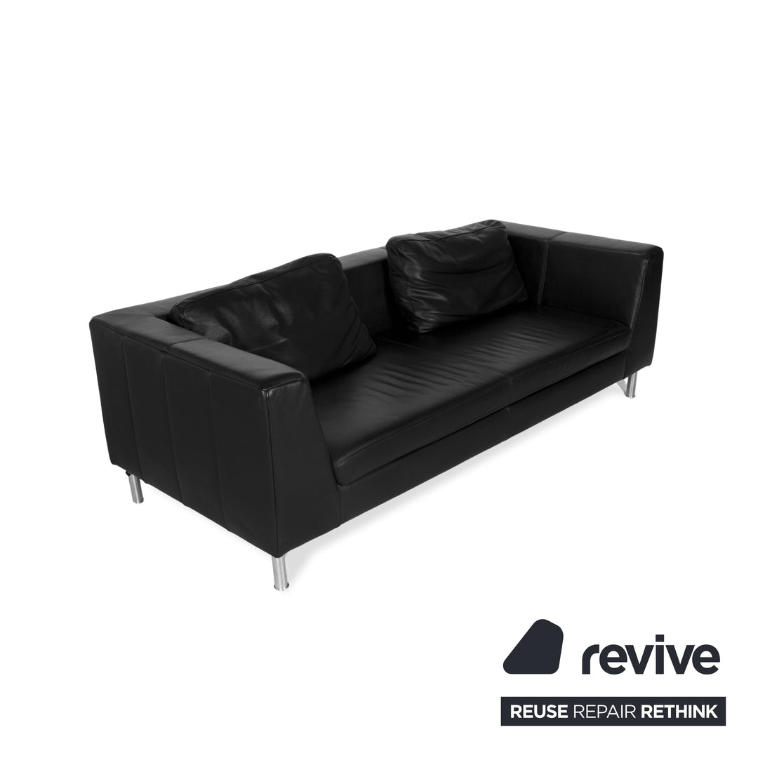 Ewald Schillig Leder Dreisitzer Schwarz Sofa Couch inkl. Hocker