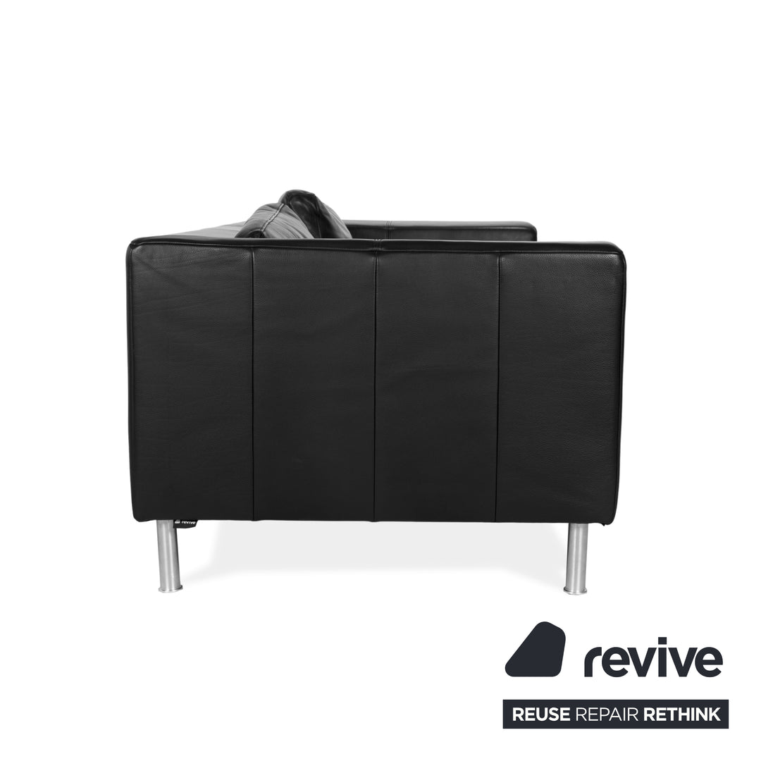 Ewald Schillig Leder Dreisitzer Schwarz Sofa Couch inkl. Hocker