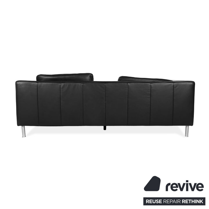 Ewald Schillig Leder Dreisitzer Schwarz Sofa Couch inkl. Hocker