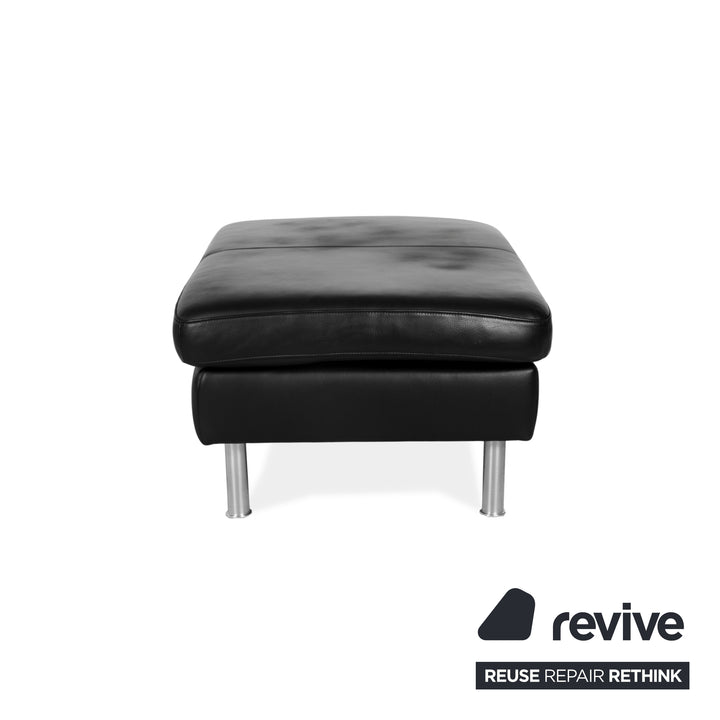 Ewald Schillig Leder Dreisitzer Schwarz Sofa Couch inkl. Hocker