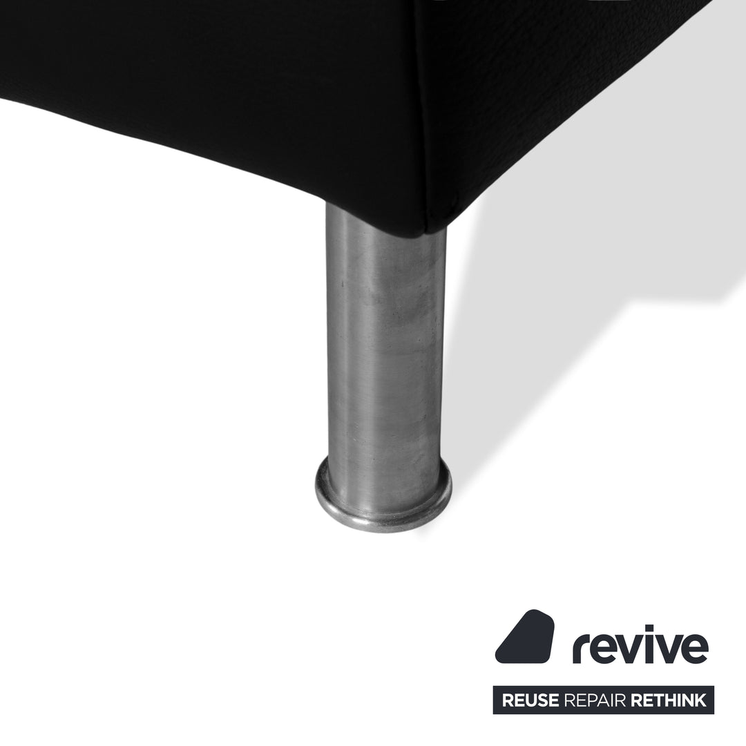 Ewald Schillig Leder Dreisitzer Schwarz Sofa Couch inkl. Hocker