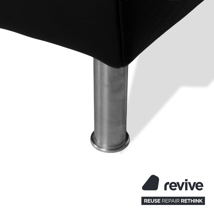 Ewald Schillig Leder Dreisitzer Schwarz Sofa Couch inkl. Hocker