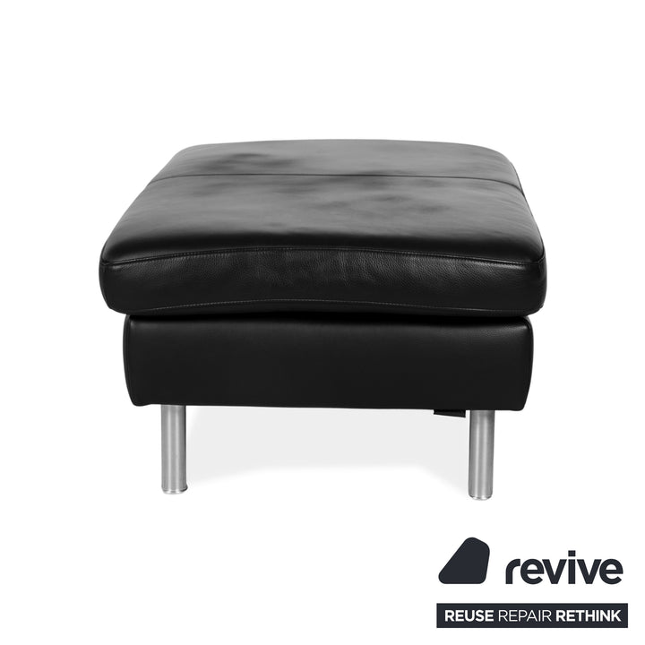Ewald Schillig Leder Dreisitzer Schwarz Sofa Couch inkl. Hocker