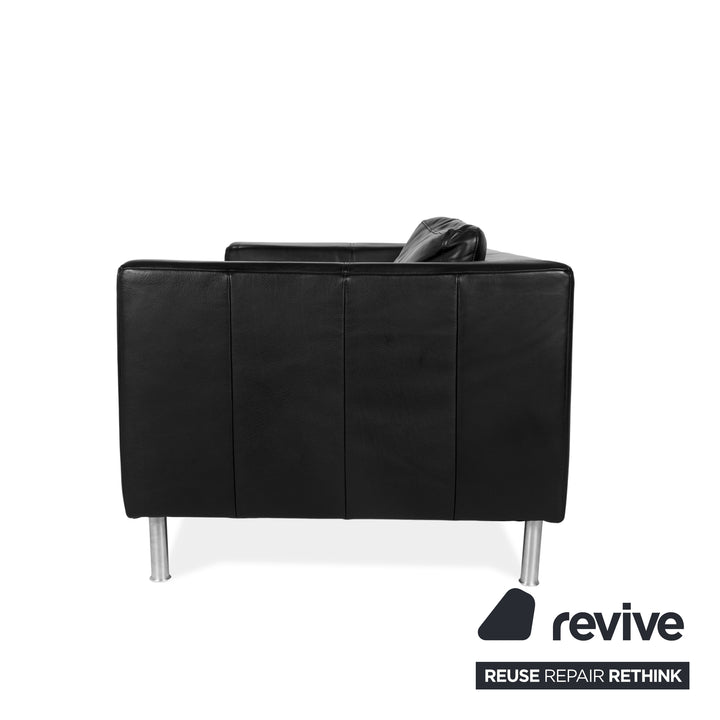 Ewald Schillig Leder Dreisitzer Schwarz Sofa Couch inkl. Hocker