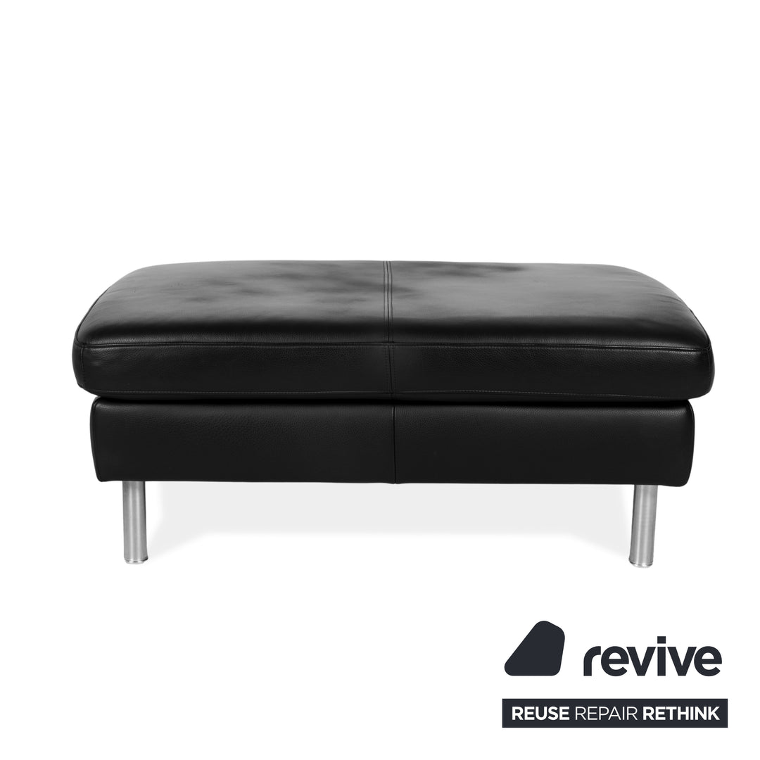 Ewald Schillig Leder Dreisitzer Schwarz Sofa Couch inkl. Hocker