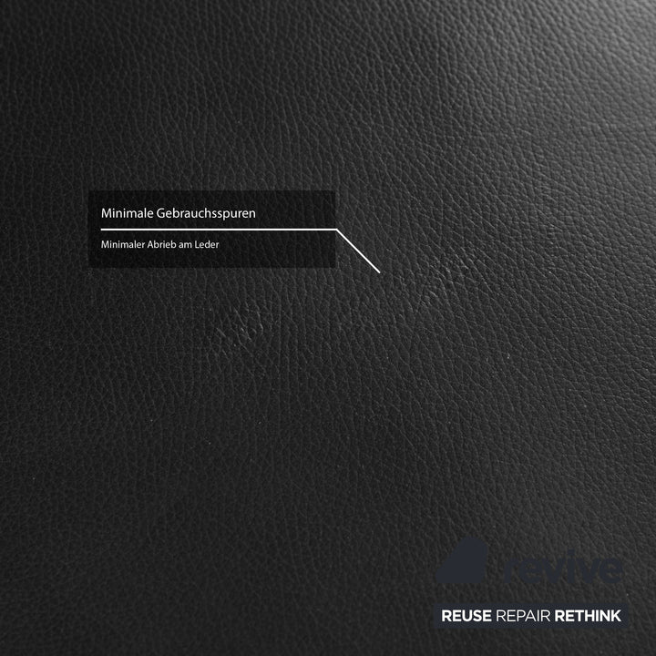 Ewald Schillig Leder Dreisitzer Schwarz Sofa Couch inkl. Hocker