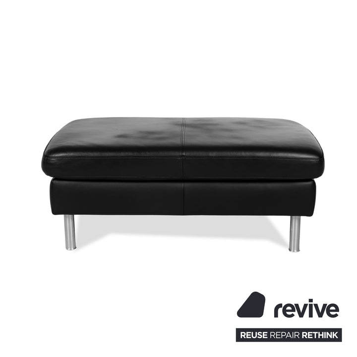 Ewald Schillig Leder Dreisitzer Schwarz Sofa Couch inkl. Hocker