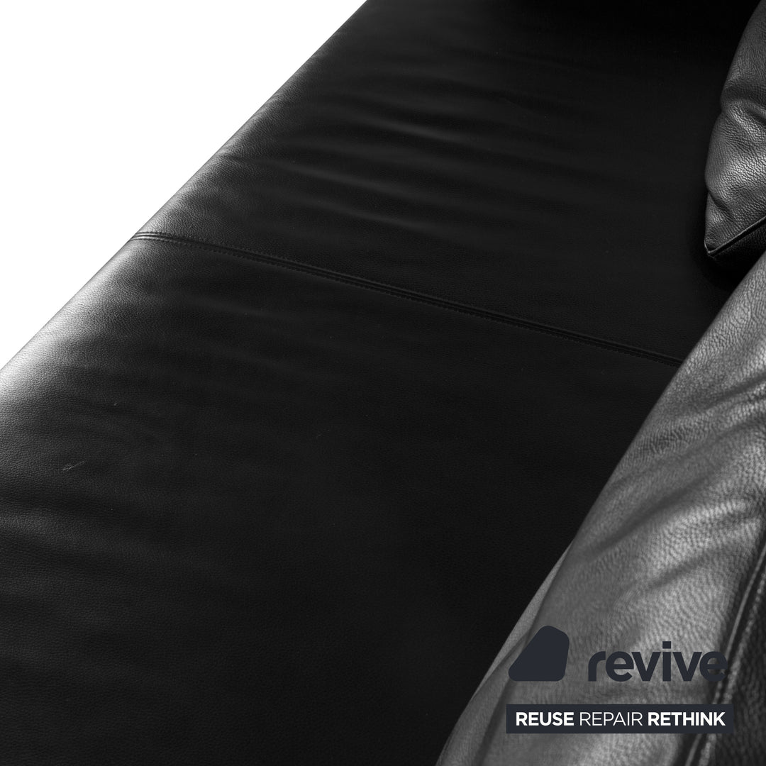 Ewald Schillig Leder Dreisitzer Schwarz Sofa Couch