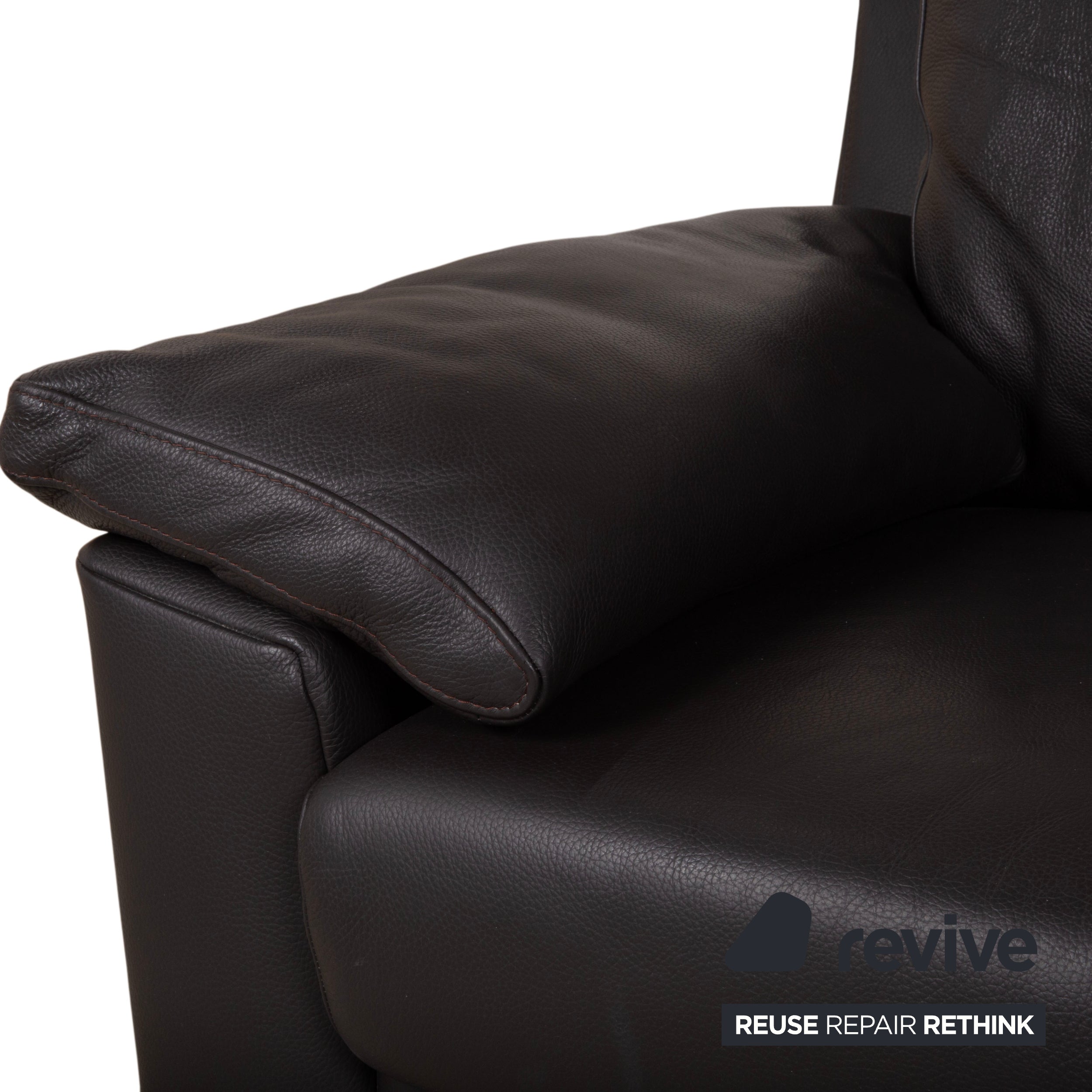 Ewald Schillig Leder Dunkelbraun Braun Dreisitzer Schwarz Sofa Couch