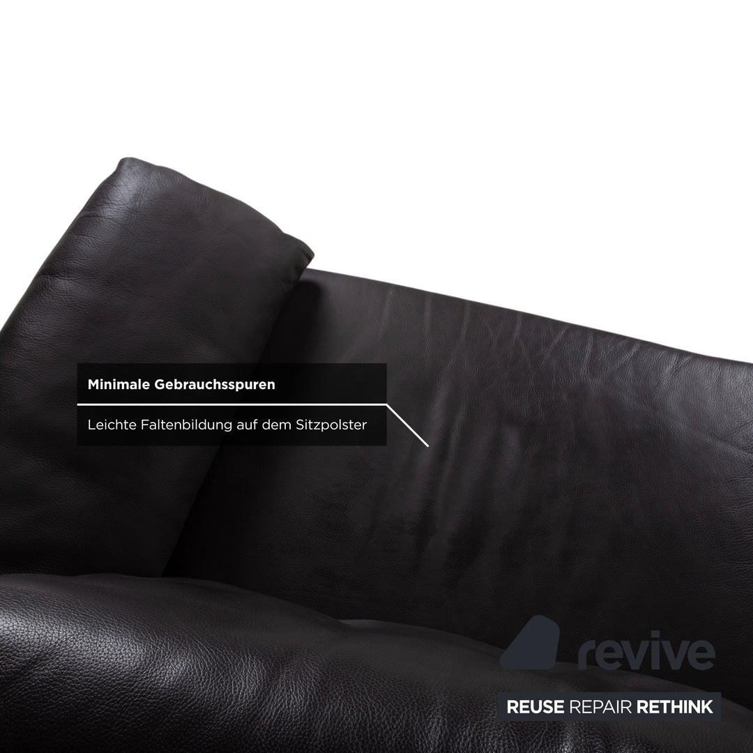 Ewald Schillig Leder Dunkelbraun Braun Dreisitzer Schwarz Sofa Couch