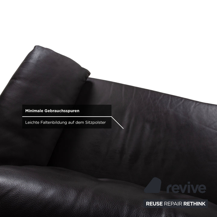 Ewald Schillig Leder Dunkelbraun Braun Dreisitzer Schwarz Sofa Couch