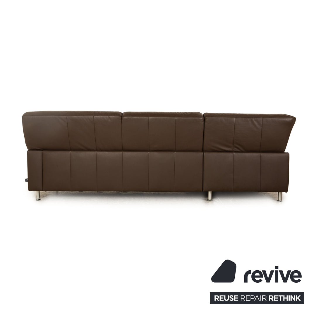 Ewald Schillig leather corner sofa brown dark brown manual function