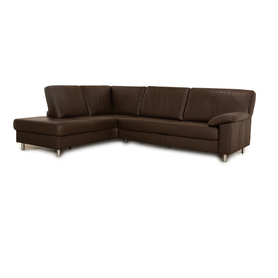 Ewald Schillig leather corner sofa brown dark brown manual function